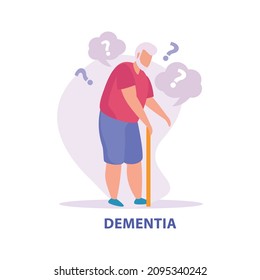 Mental disorders flat composition with human character of person suffering from mental handicap vector illustration
