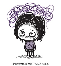 Children’s Mental Disorders vector illustration. A child with mental health problems. 