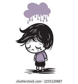 Ilustración vectorial de los trastornos mentales en niños. Un niño con problemas de salud mental. 