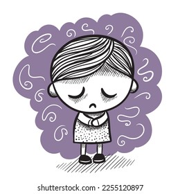 Children’s Mental Disorders vector illustration. A child with mental health problems. 