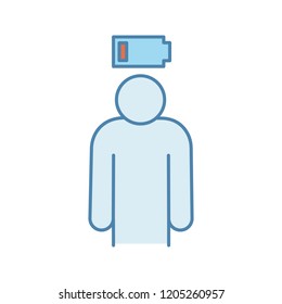 Mental exhaustion color icon. Burnout. Fatigue. No energy. Stress symptom. Isolated vector illustration