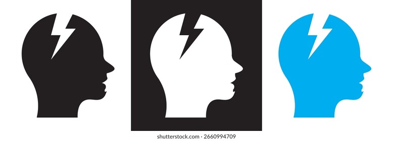 Symbol für geistige Ermüdung. Vektorgrafik für Burnout, Erschöpfung, Energieverlust und chronische Müdigkeit. Symbol für müde Person. Vektorgrafik. einzeln auf weißem und schwarzem Hintergrund. EPS 10