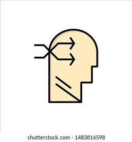 Mental hang, Head, Brian, Thinking  Flat Color Icon. Vector icon banner Template