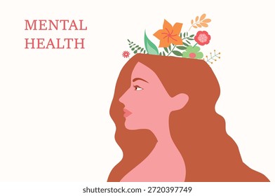 Salud mental, pensamiento positivo, atención plena, concepto de felicidad. Ilustraciones vectoriales