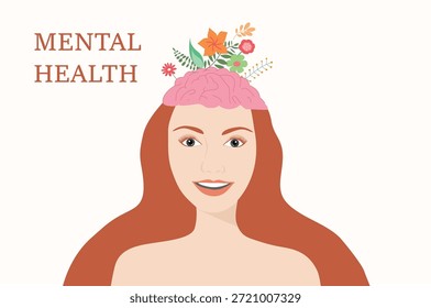 Salud mental, pensamiento positivo, atención plena, concepto de felicidad. Ilustraciones vectoriales	
