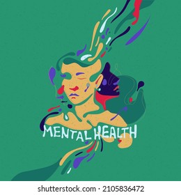 Mental health. Abstract Banner with a human face. World Health Day.