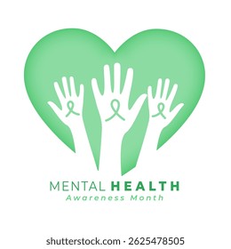 mental health awareness background with papercut heart vector