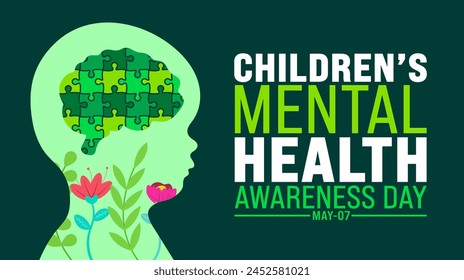 Plantilla de antecedentes del Día de Concienciación sobre Salud Mental Infantil. concepto de Festiva. se utiliza para la Plantilla de fondo, Anuncio, cartel, tarjeta y diseño de póster con inscripción de texto y color estándar. Vector