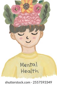 Mental health awareness day hand drawn watercolour illustration clipart