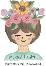 Mental health awareness day hand drawn watercolour illustration clipart