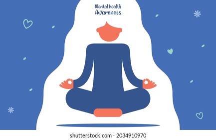 Mental Health Awareness Day. Simple Background Vector Illustration Flat Style. Suitable for poster, cover, web, social banner, or flyer