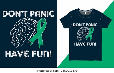 Mental Health Awareness Design with Ribbon and Brain Vector, Typography Shirt for Mental Health Awareness, Design for Textile, Mug, Bag, Sweatshirt Print