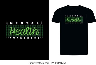 
Mental Health Awareness Green Ribbon t-shirt design, mental health sublimation t-shirt design vector illustration.