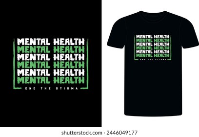 
Mental Health Awareness Green Ribbon t-shirt design, mental health sublimation t-shirt design vector illustration.