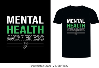 
Mental Health Awareness Green Ribbon t-shirt design, mental health sublimation t-shirt design vector illustration.