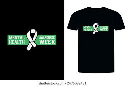 Mental Health Awareness Green Ribbon t-shirt design, mental health sublimation t-shirt design vector illustration.