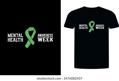 Mental Health Awareness Green Ribbon t-shirt design, mental health sublimation t-shirt design vector illustration.