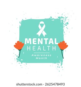 mental health awareness grungy background with flower vector