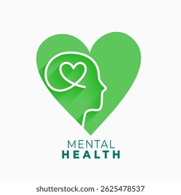mental health awareness heart background with human head vector