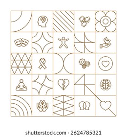 Mental health awareness line art gold