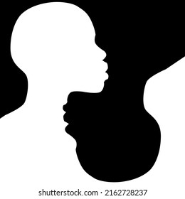 Mental health awareness. Metaphor of bipolar disorder mind, mood disorder. Double face silhouette of a man. Split, Dual personality concept background, banner with copy space for text. Psychology