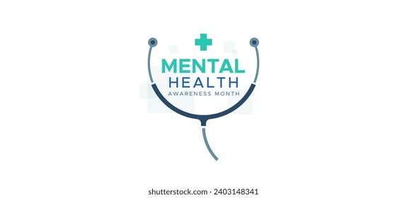 Mental Health Awareness Month banner design. Care about mental health. Health concept design. May is Mental Healt Awareness Month