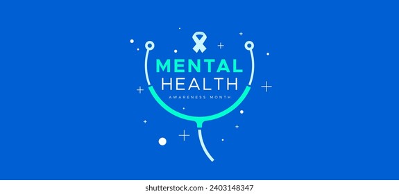 Mental Health Awareness Month banner design. Care about mental health. Health concept design. May is Mental Healt Awareness Month