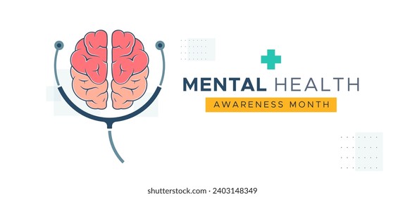 Mental Health Awareness Month banner design. Care about mental health. Health concept design. May is Mental Healt Awareness Month