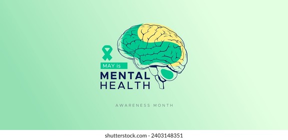 Mental Health Awareness Month banner design. Care about mental health. Health concept design. May is Mental Healt Awareness Month