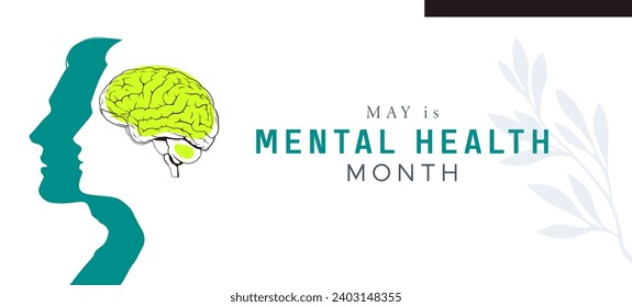 Mental Health Awareness Month banner design. Care about mental health. Health concept design. May is Mental Healt Awareness Month