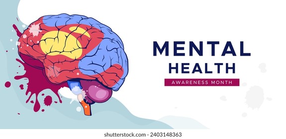 Mental Health Awareness Month banner design. Care about mental health. Health concept design. May is Mental Healt Awareness Month