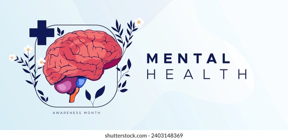 Mental Health Awareness Month banner design. Care about mental health. Health concept design. May is Mental Healt Awareness Month