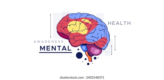 Mental Health Awareness Month banner design. Care about mental health. Health concept design. May is Mental Healt Awareness Month