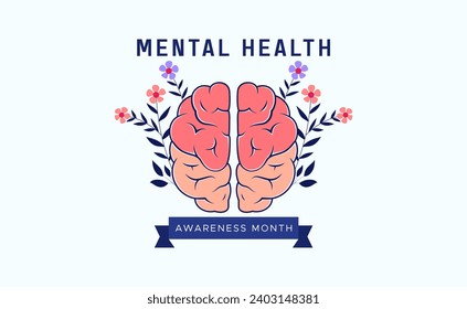 Mental Health Awareness Month banner design. Care about mental health. Health concept design. May is Mental Healt Awareness Month