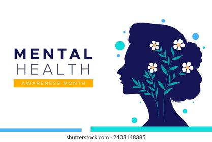 Mental Health Awareness Month banner design. Care about mental health. Health concept design. May is Mental Healt Awareness Month