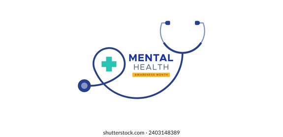 Mental Health Awareness Month banner design. Care about mental health. Health concept design. May is Mental Healt Awareness Month