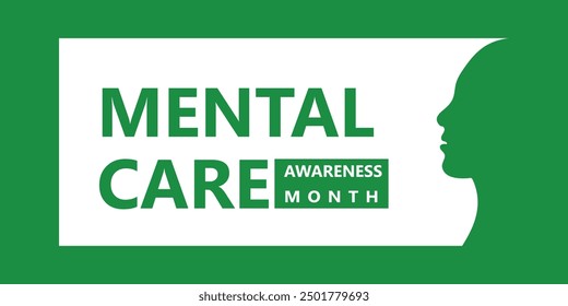 Mental health awareness month campaign concept background with human head silhouette and a ribbon