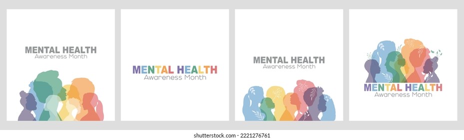 Mental Health Awareness Month card set.