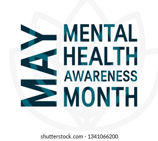 Mental Health Awareness Month Concept. Square Typography Design, Vector