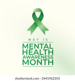 Mental Health Awareness Month design template good for celebration usage. mental health ribbon. green ribbon vector template. vector eps 10. flat design.