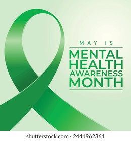 Mental Health Awareness Month design template good for celebration usage. mental health ribbon. green ribbon vector template. vector eps 10. flat design.