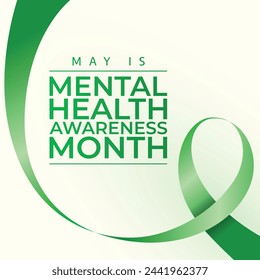 Mental Health Awareness Month design template good for celebration usage. mental health ribbon. green ribbon vector template. vector eps 10. flat design.