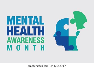 Mental Health Awareness Month Design-Konzept, beobachtet im Mai in den Vereinigten Staaten. In: Annual Campaign in United States. Sensibilisierung für psychische Gesundheit. 