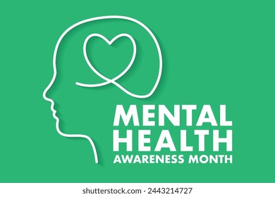 Mental Health Awareness Month design concept, observed in May  the United States. Annual campaign in United States. Raising awareness of mental health. 