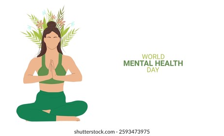 Mental health awareness month design layout banner. Self care practices meditation. Psychological and emotional well-being. Vector illustration.