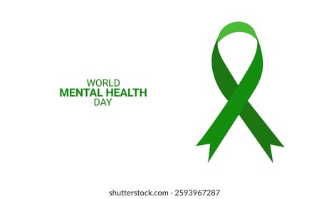 Mental health awareness month design layout banner. Green ribbon. Psychological and emotional well-being. Vector illustration.