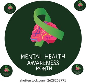 Mental health awareness month illustration. Good for banner, poster, greeting card, party card, invitation, template, advertising, campaign, and social media.