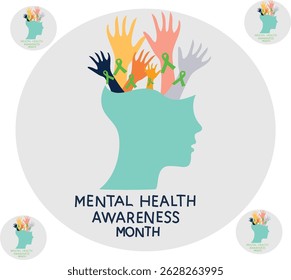 Mental health awareness month illustration. Good for banner, poster, greeting card, party card, invitation, template, advertising, campaign, and social media.