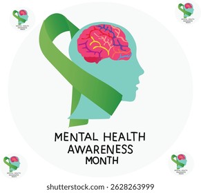 Mental health awareness month illustration. Good for banner, poster, greeting card, party card, invitation, template, advertising, campaign, and social media.
