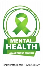 Mental Health Awareness Month in May. Annual campaign in United States. Raising awareness of mental health. Control and protection. Prevention campaign. Medical health care design. Vector illustration